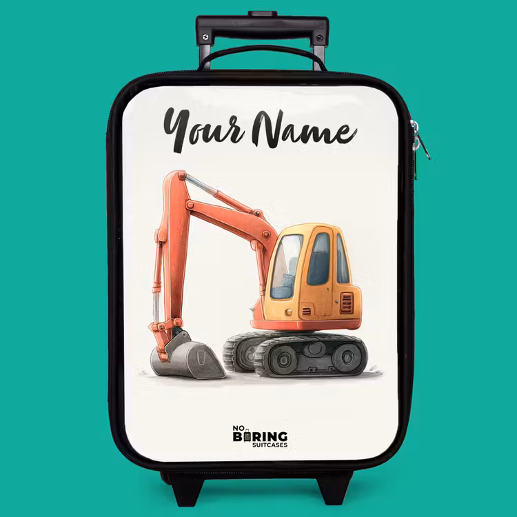 Children's suitcase with name - Excavator - Signed - Orange — 4