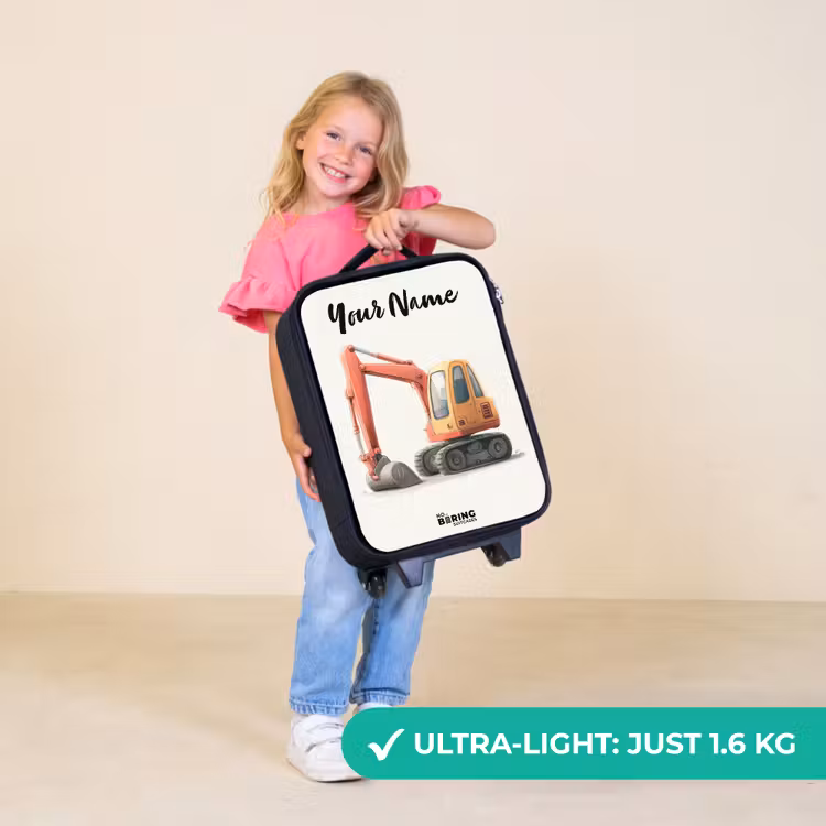Children's suitcase with name - Excavator - Signed - Orange — 5