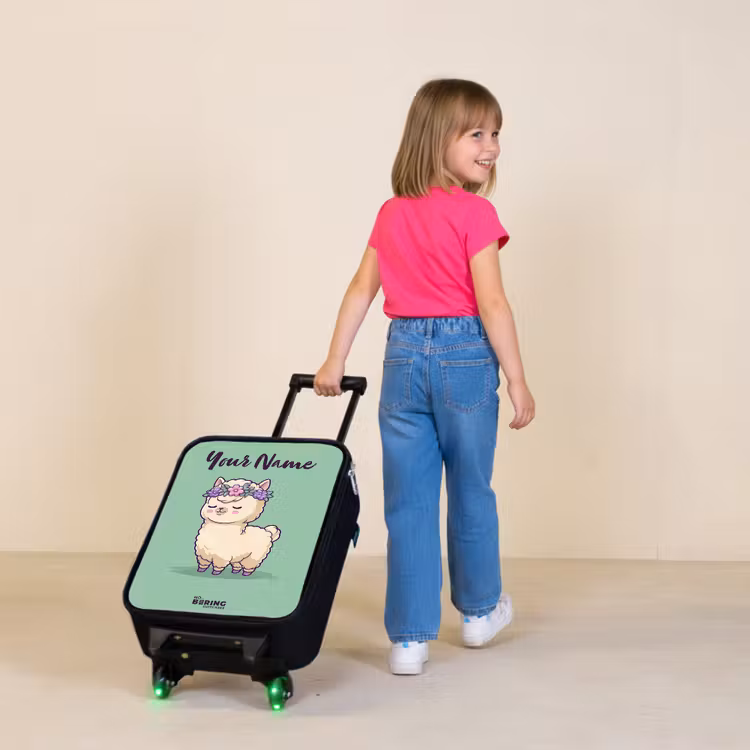 Children's suitcase with name - Kawai - Alpaca - Green — 2