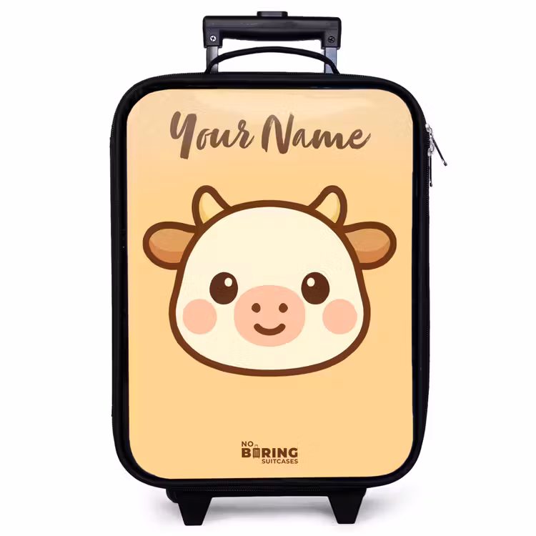 Children's suitcase with name - Kawai - Cow - Brown — 1