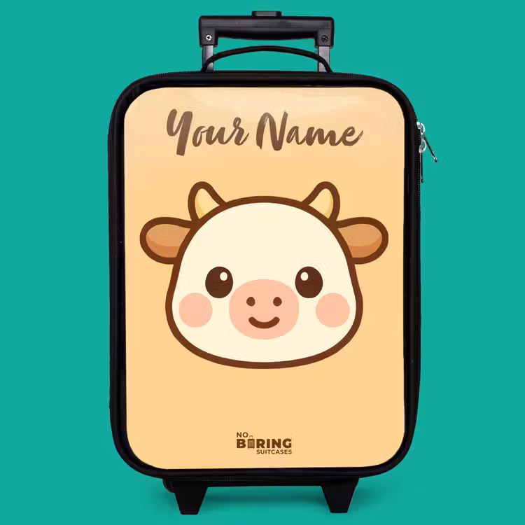 Children's suitcase with name - Kawai - Cow - Brown — 4