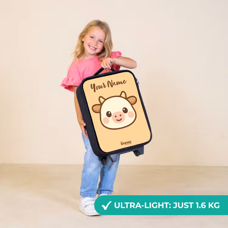 Children's suitcase with name - Kawai - Cow - Brown — 5