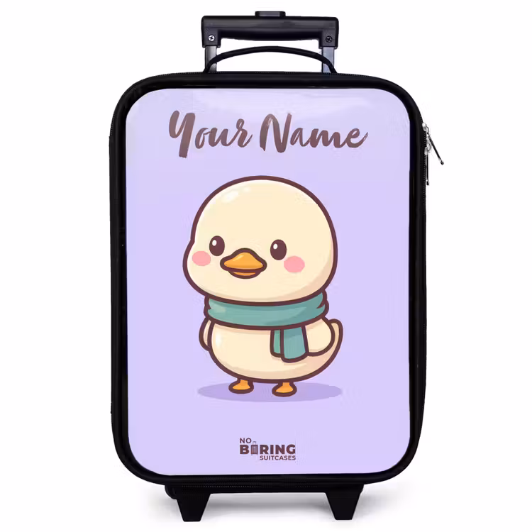 Children's suitcase with name - Kawai - Duck - Scarf — 1