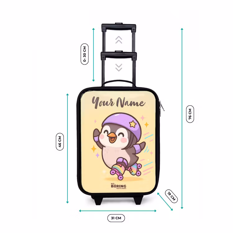 Children's suitcase with name - Kawai - Penguin - Roller skates — 3