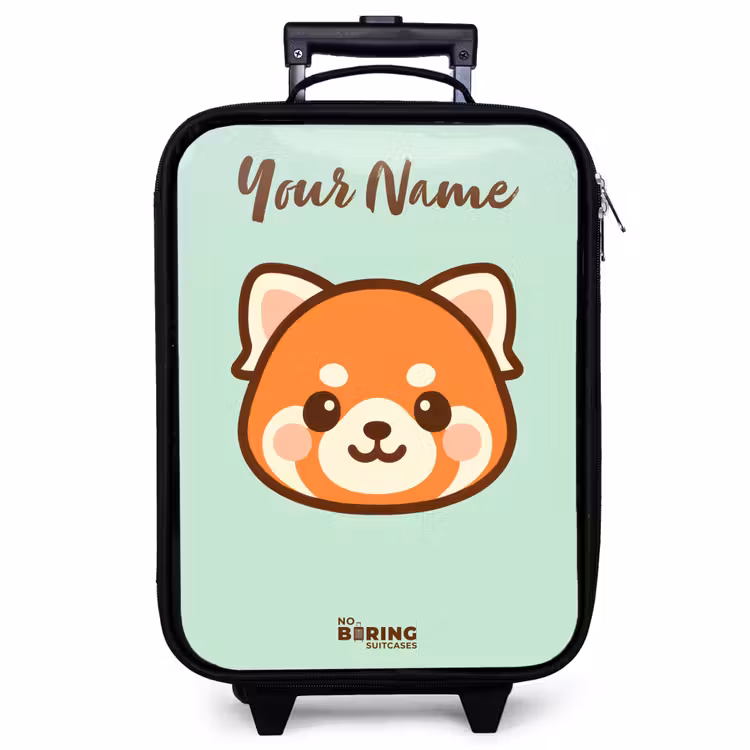 Children's suitcase with name - Kawai - Red panda - Green — 1