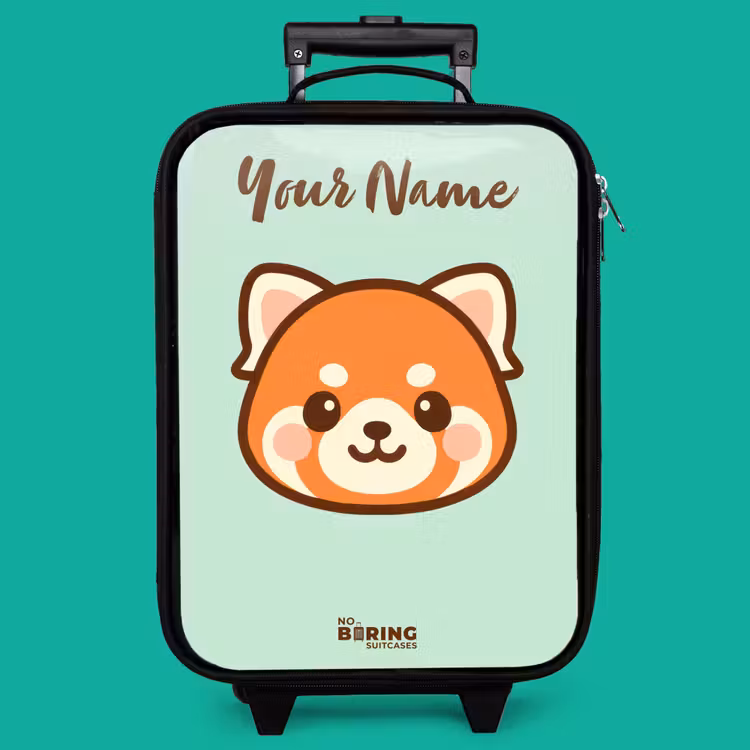 Children's suitcase with name - Kawai - Red panda - Green — 4
