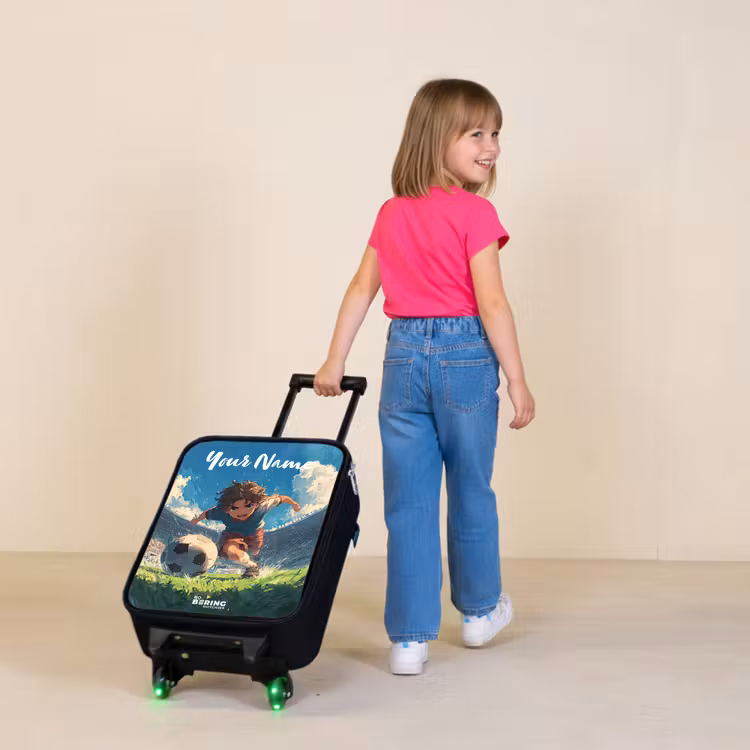 Children's suitcase with name - Soccer - Grass - Stadium - Painting — 2