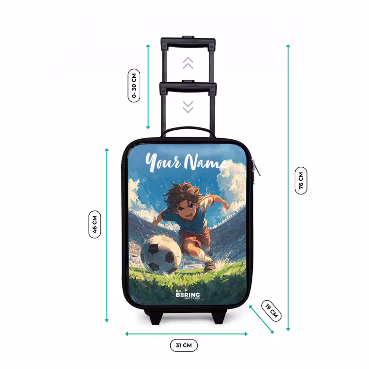 Children's suitcase with name - Soccer - Grass - Stadium - Painting — 3