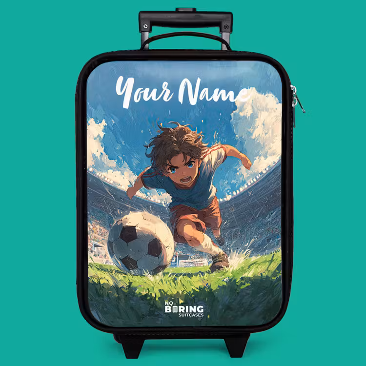 Children's suitcase with name - Soccer - Grass - Stadium - Painting — 4
