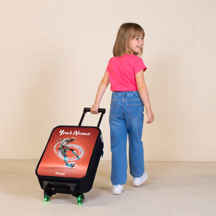 Children's suitcase with name - Soccer player - Ball - Light circle - Red — 2