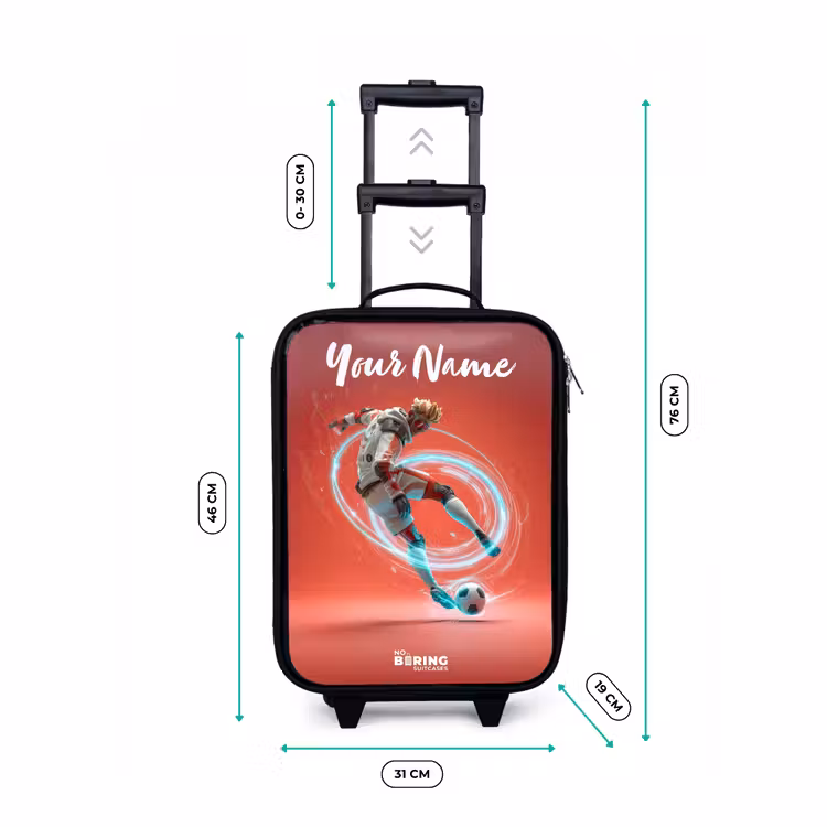Children's suitcase with name - Soccer player - Ball - Light circle - Red — 3