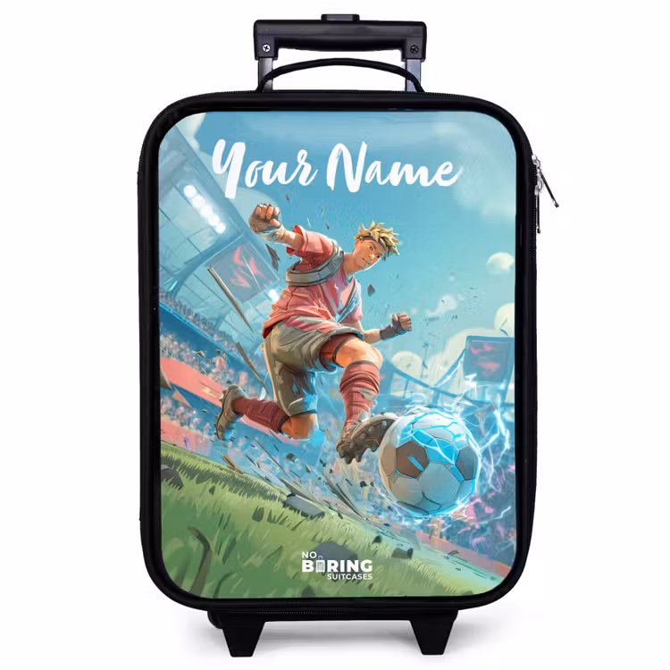 Children's suitcase with name - Stadium - Footballer - Ball - Electric — 1