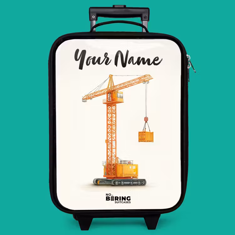 Children's suitcase with name - Tower Crane - Signed - Orange — 4
