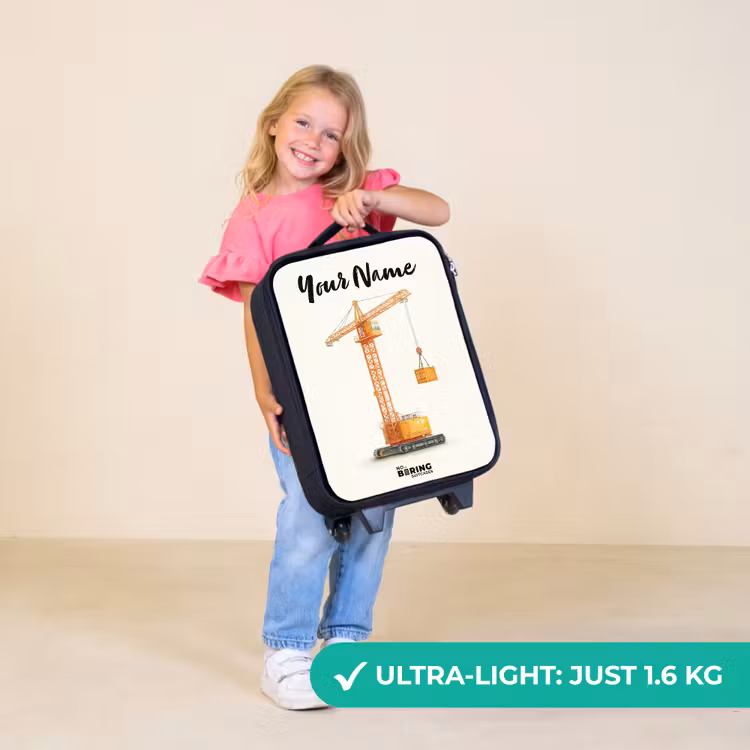 Children's suitcase with name - Tower Crane - Signed - Orange — 5