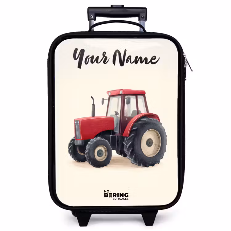 Children's suitcase with name - Tractor - Signed - Red — 1