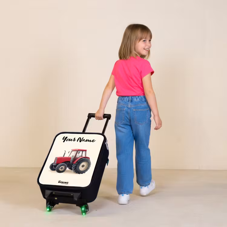 Children's suitcase with name - Tractor - Signed - Red — 2