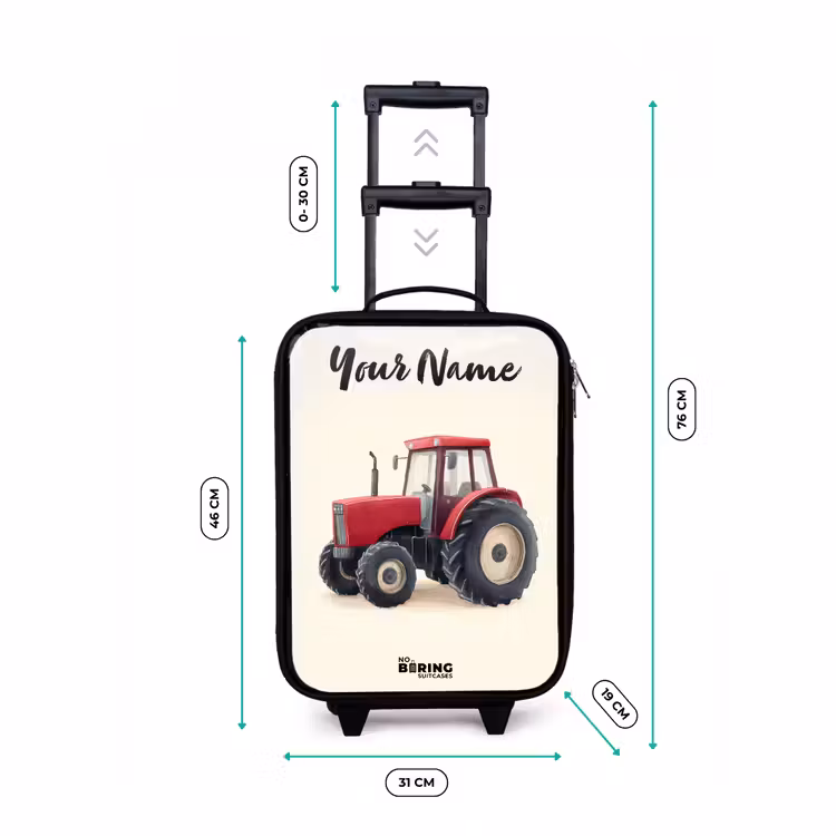 Children's suitcase with name - Tractor - Signed - Red — 3