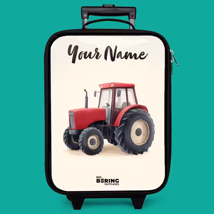 Children's suitcase with name - Tractor - Signed - Red — 4