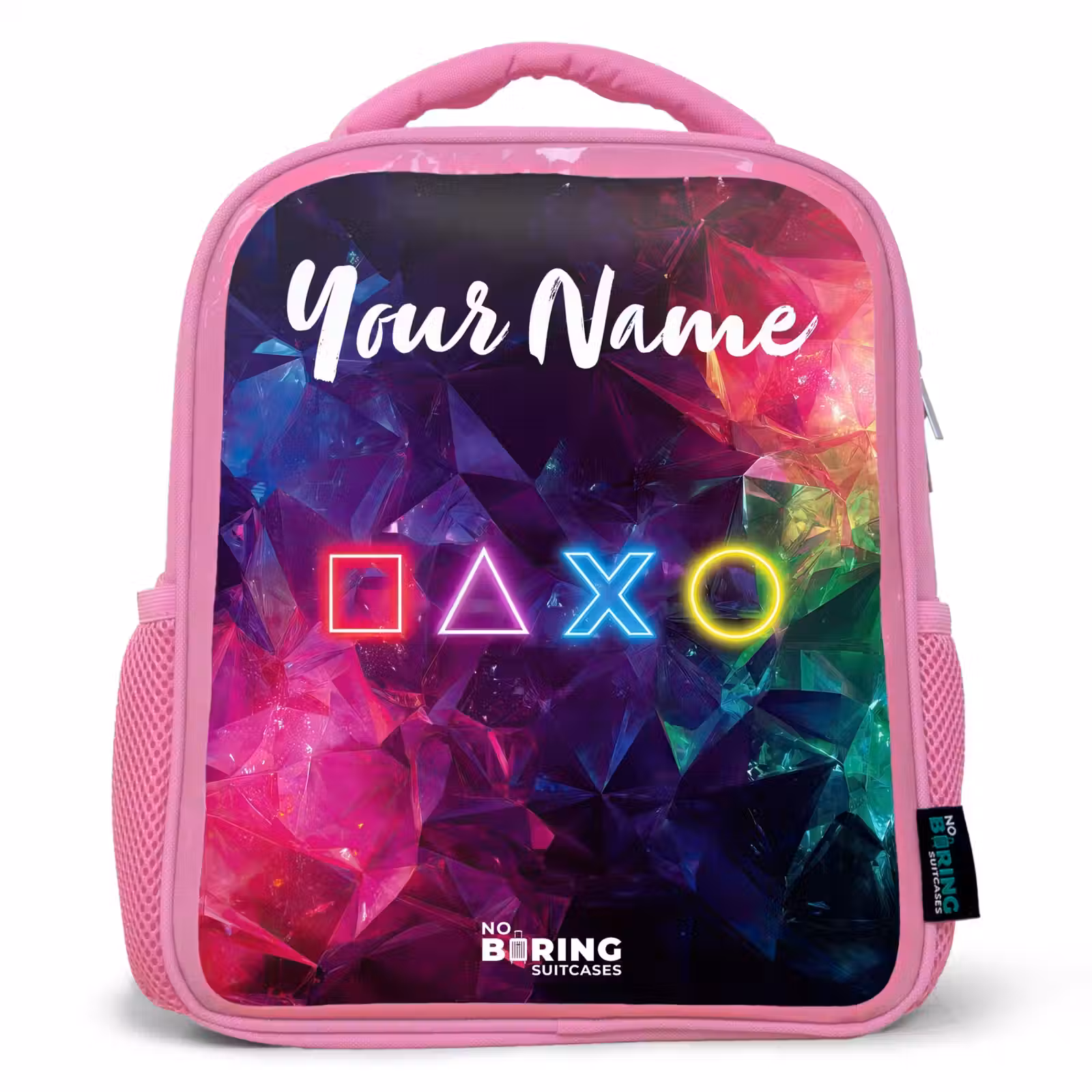 Kids backpack with name - Pink - Symbols - Game - Colorful — 1