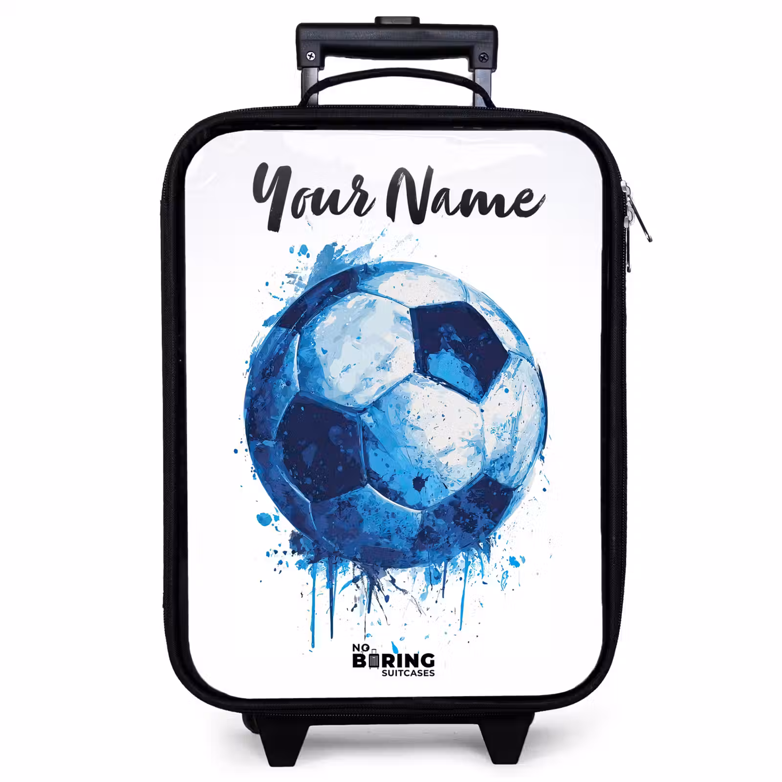 Children's suitcase with name - Soccer vibes - Ink splashes - Blue — 1