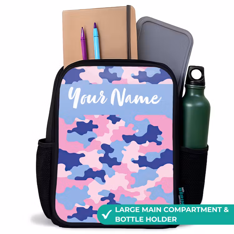 Kids backpack with name - Black - Camouflage - Pink - Blue — 10
