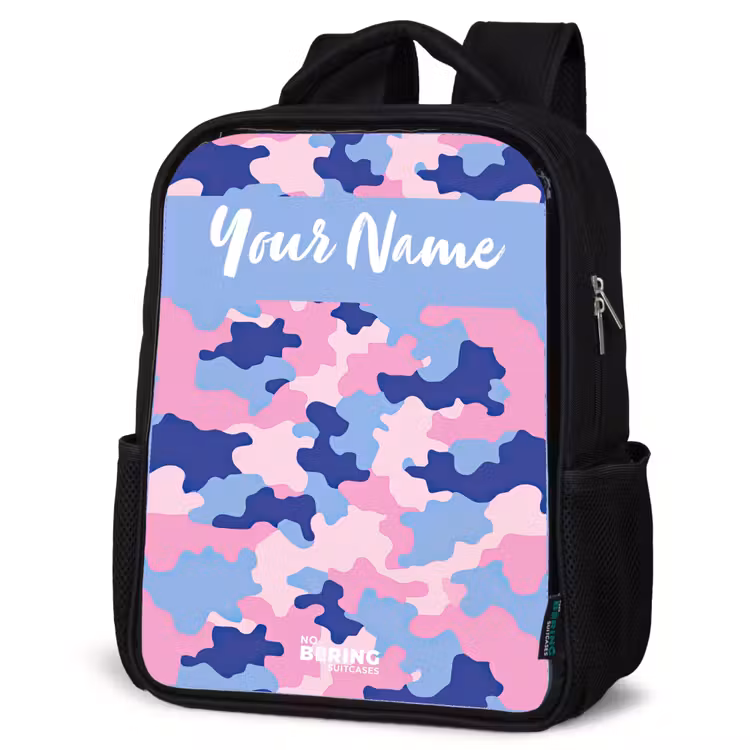 Kids backpack with name - Black - Camouflage - Pink - Blue — 6