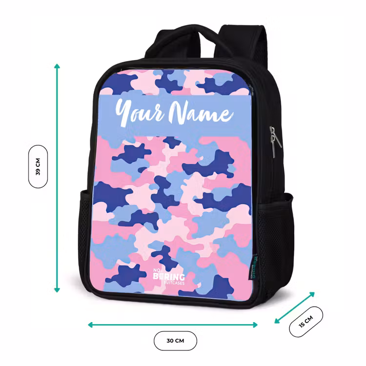 Kids backpack with name - Black - Camouflage - Pink - Blue — 8