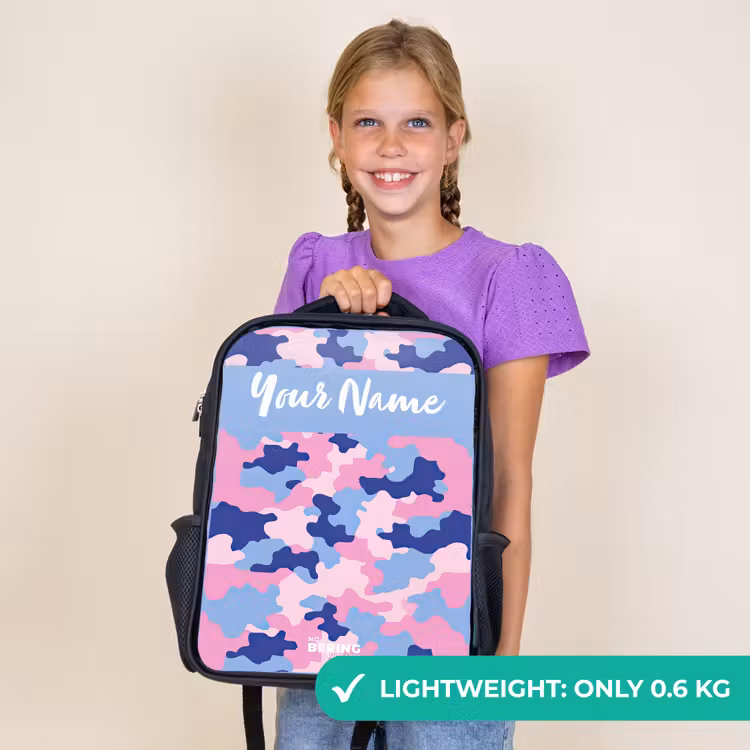 Kids backpack with name - Black - Camouflage - Pink - Blue — 9
