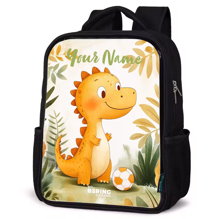 Kids backpack with name - Black - Dino - Football - Orange — 6