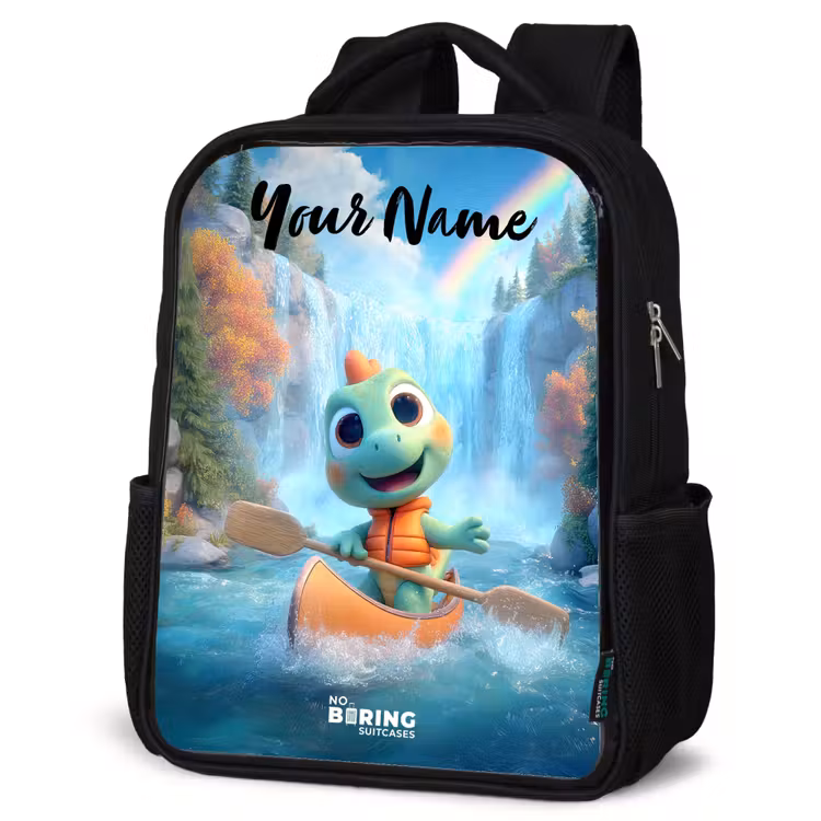 Kids backpack with name - Black - Dino - Nature - Waterfall — 6
