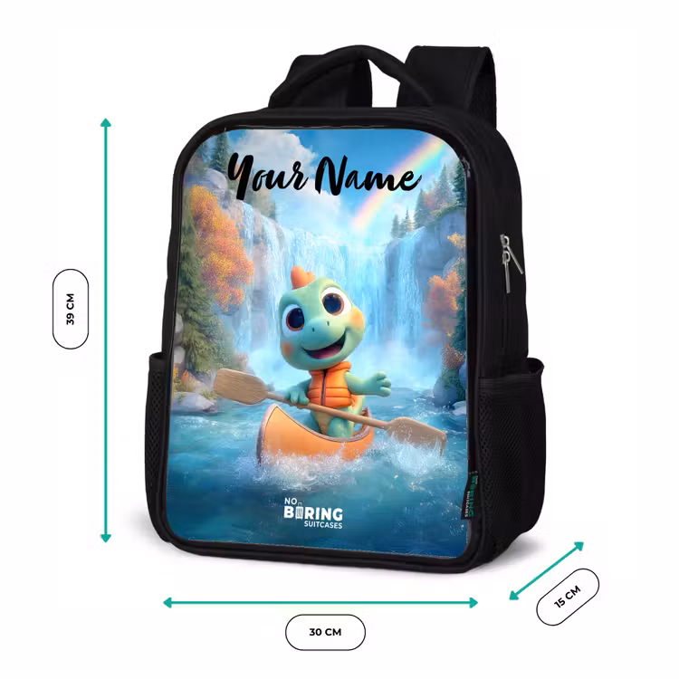 Kids backpack with name - Black - Dino - Nature - Waterfall — 8