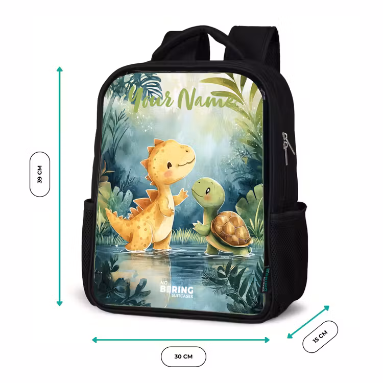 Kids backpack with name - Black - Dino - Turtle - Jungle — 8