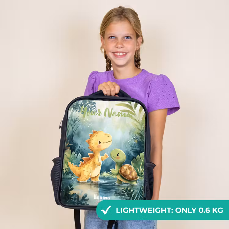 Kids backpack with name - Black - Dino - Turtle - Jungle — 9