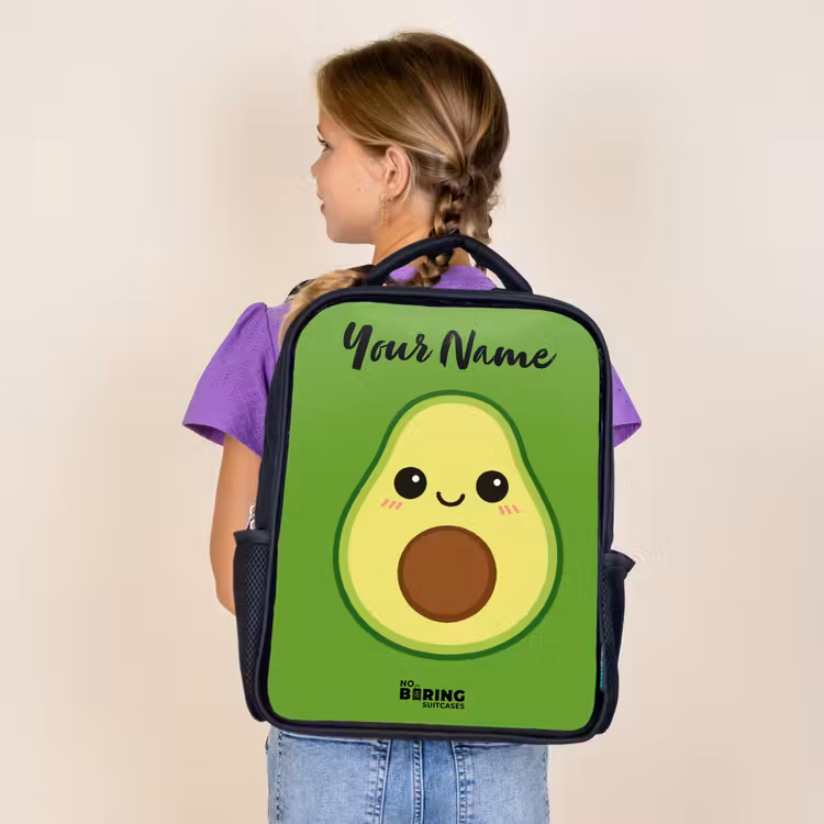 Kids backpack with name - Black - Kawai - Avocado - Green — 4