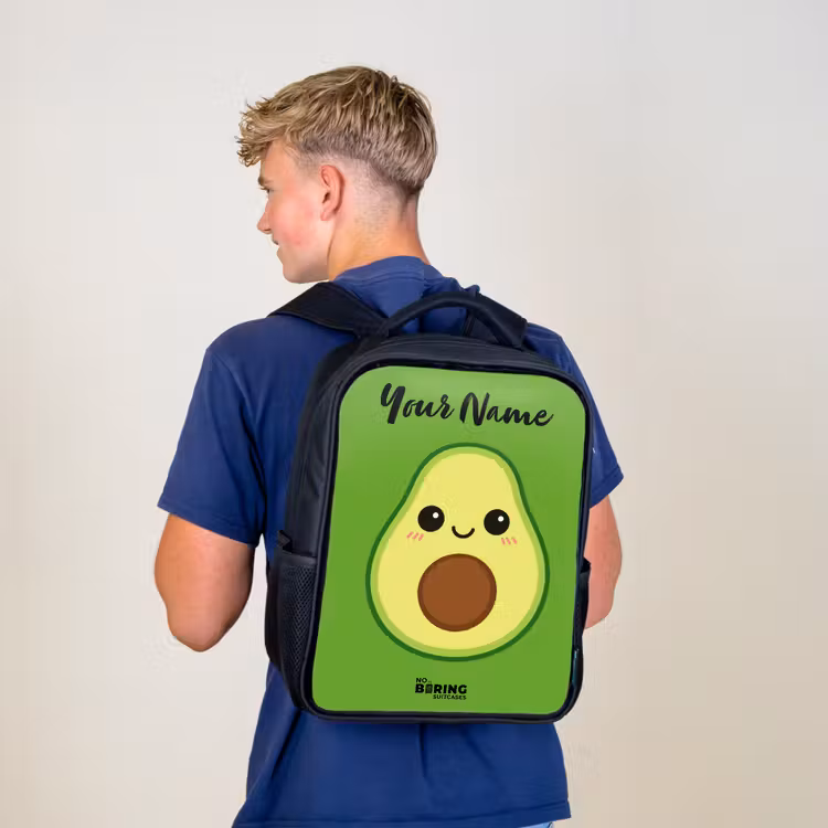 Kids backpack with name - Black - Kawai - Avocado - Green — 5