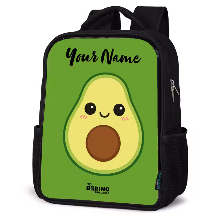 Kids backpack with name - Black - Kawai - Avocado - Green — 6