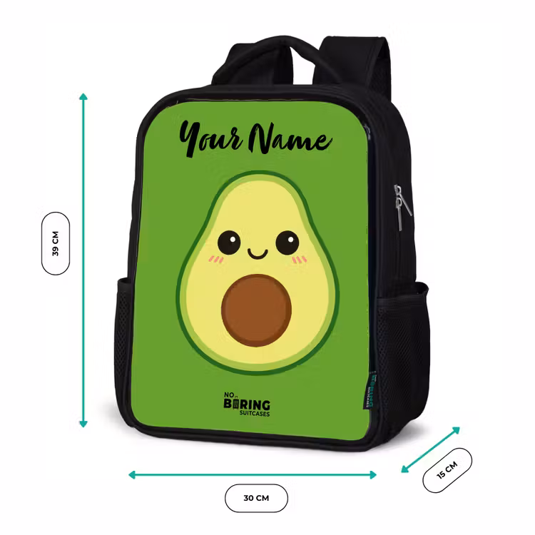 Kids backpack with name - Black - Kawai - Avocado - Green — 8