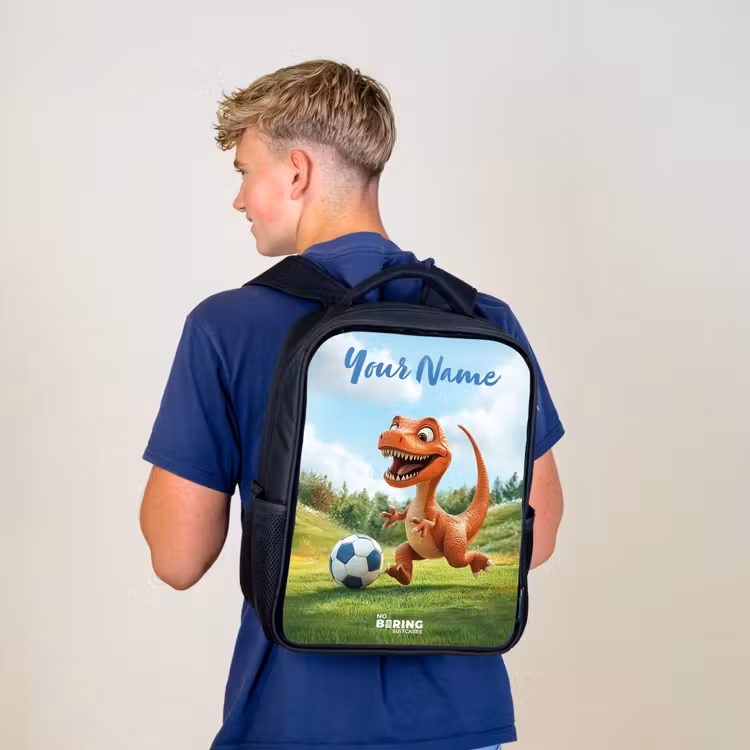 Kids backpack with name - Black - Soccer - Dino - Sports — 5