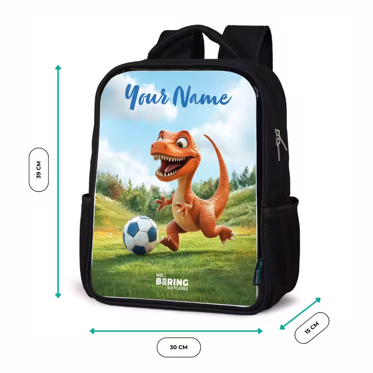 Kids backpack with name - Black - Soccer - Dino - Sports — 8