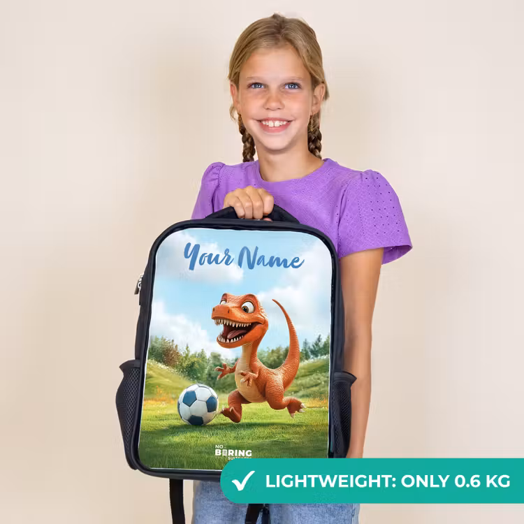 Kids backpack with name - Black - Soccer - Dino - Sports — 9