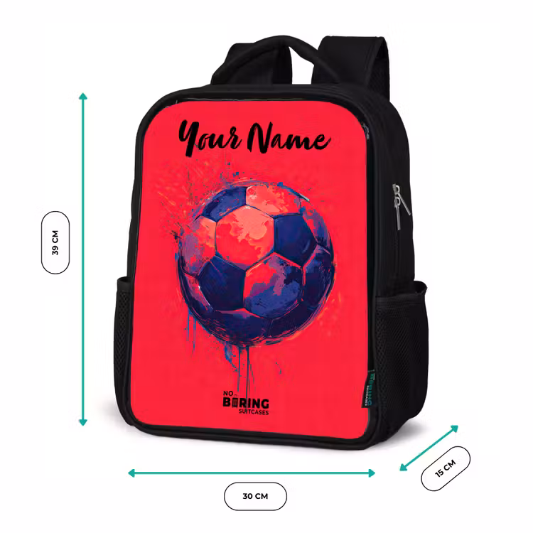Kids backpack with name - Black - Soccer Vibes - Paint - Blue - Red — 8
