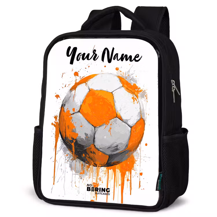Kids backpack with name - Black - Soccer Vibes - Paint - Orange — 6