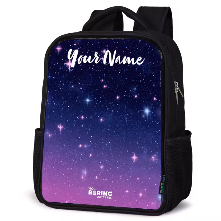 Kids backpack with name - Black - Stars - Galaxy - Blue - Pink — 6