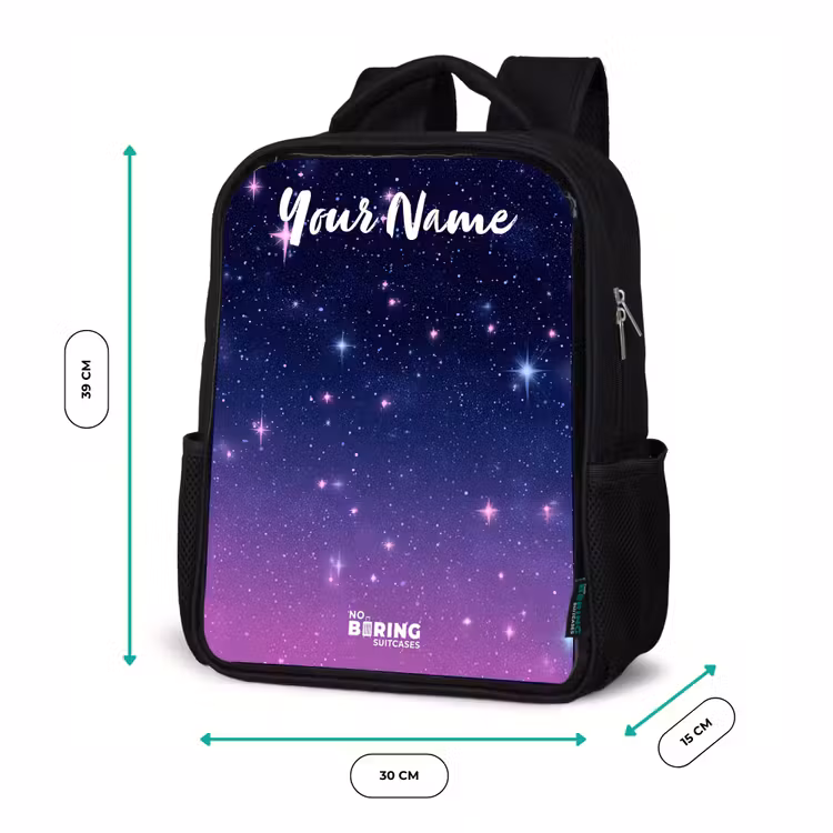 Kids backpack with name - Black - Stars - Galaxy - Blue - Pink — 8