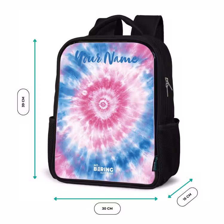 Kids backpack with name - Black - Tie dye - Abstract - Blue - Pink — 8