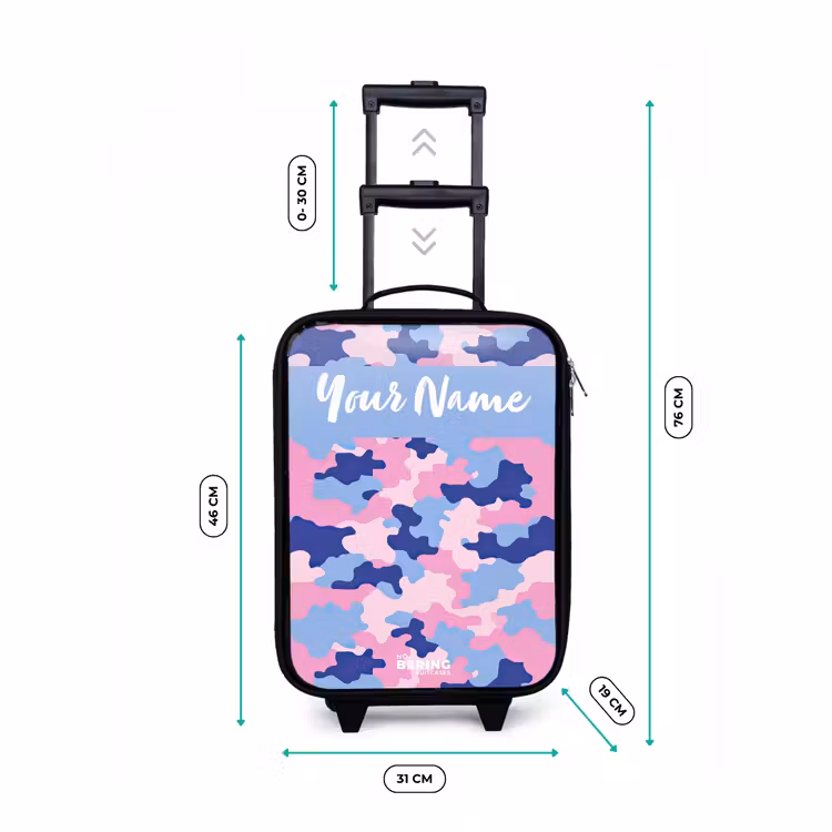 Children's suitcase with name - Camouflage - Pink - Blue — 3