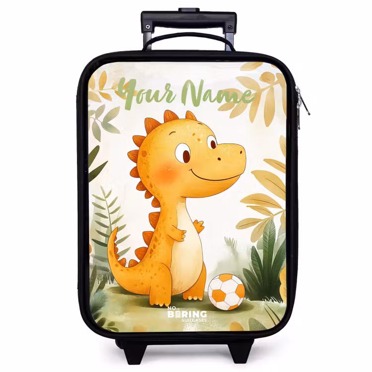 Children's suitcase with name - Dino - Football - Orange — 1