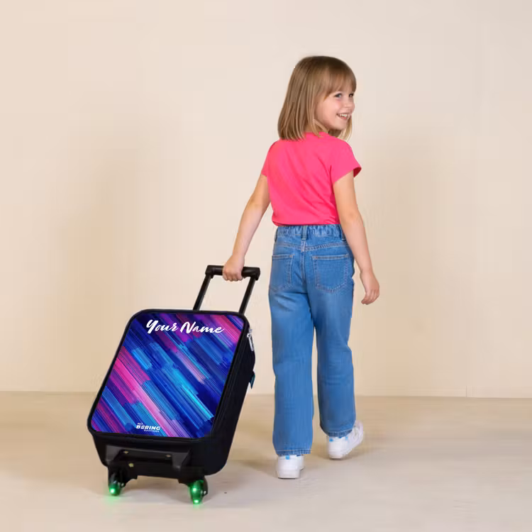 Children's suitcase with name - Neon - Stripes - Abstract - Blue - Pink — 2