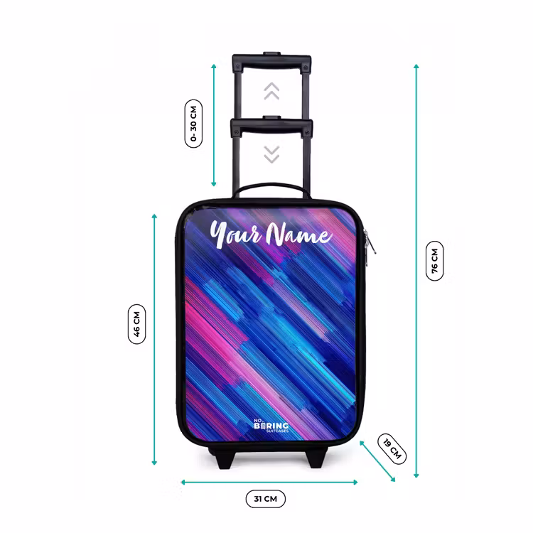 Children's suitcase with name - Neon - Stripes - Abstract - Blue - Pink — 3