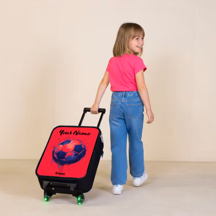 Children's suitcase with name - Soccer Vibes - Paint - Blue - Red — 2